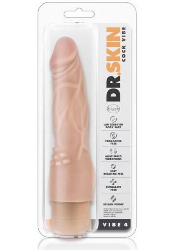 Dr. Skin Cock Vibe 04 Realistic Vibrator Waterproof Beige 8 Inch - Image 2