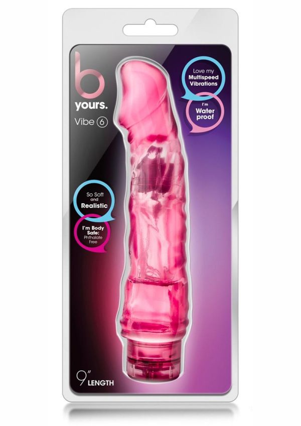 B Yours Vibe 06 Realistic Jelly Vibrator Waterproof Pink 9 Inch - Image 2