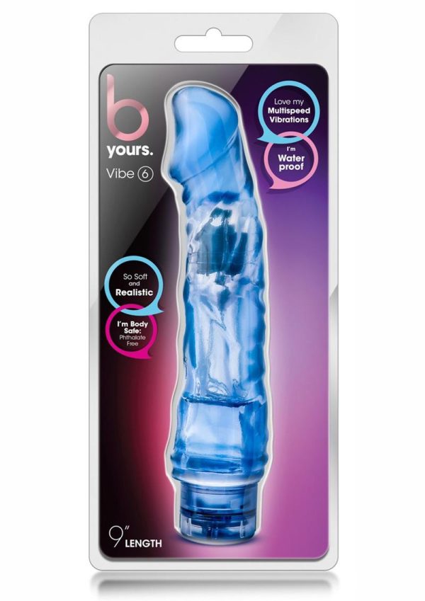 B Yours Vibe 06 Realistic Vibrating Jelly Dong Waterproof Blue 9 Inch - Image 2