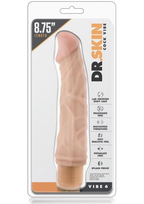 Dr. Skin Cock Vibe 06 Realistic Vibrator Splash Proof Natural 8.75 Inch - Image 2