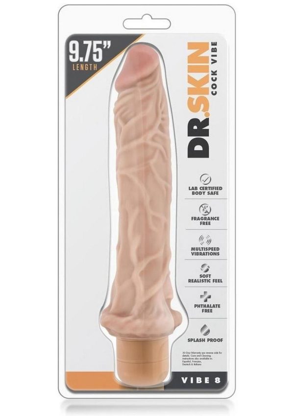 Dr. Skin Cock Vibe 08 Realistic Vibrator Showerproof Natural 9.75 Inch - Image 2