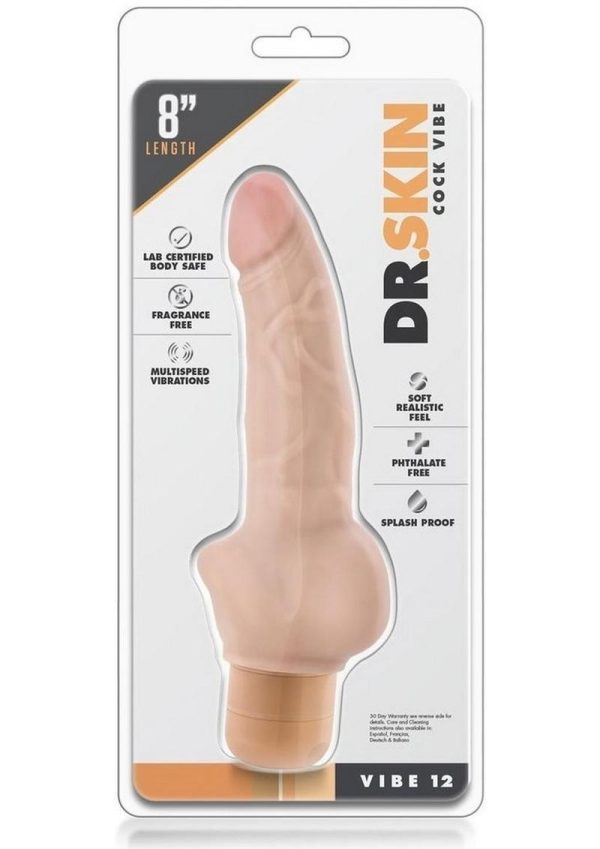 Dr. Skin Cock Vibe 12 Realistic Vibrator Showerproof Natural 8 Inch - Image 2