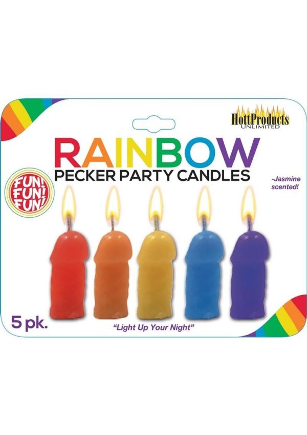 Rainbow Pecker Party Candles Assorted Colors 5 Each Per Pack - Image 2