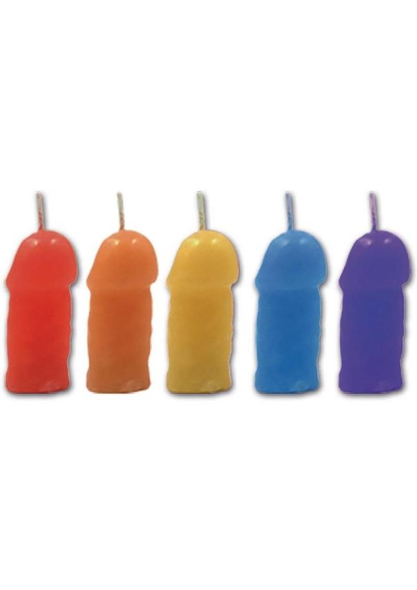 Rainbow Pecker Party Candles Assorted Colors 5 Each Per Pack - Image 3