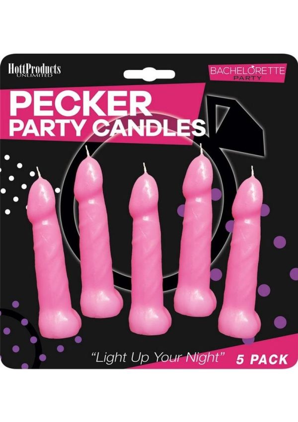 Bachelorette Party Pecker Party Candles Pink 5 Each Per Pack - Image 2