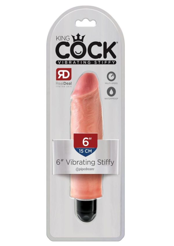 King Cock Vibrating Stiffy Realistic Dildo Waterproof Flesh 6 Inch - Image 2