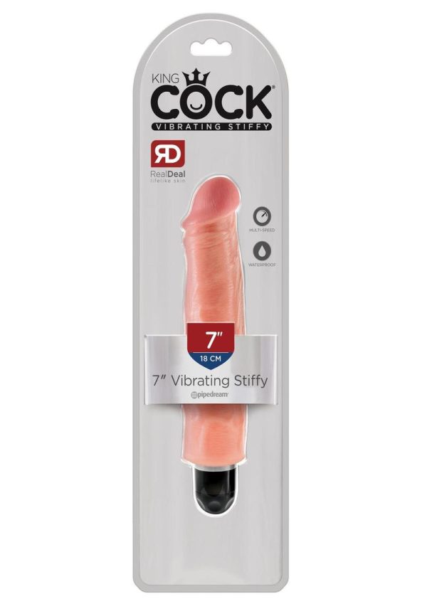 King Cock Vibrating Stiffy Realistic Dildo Waterproof Flesh 7 Inch - Image 2