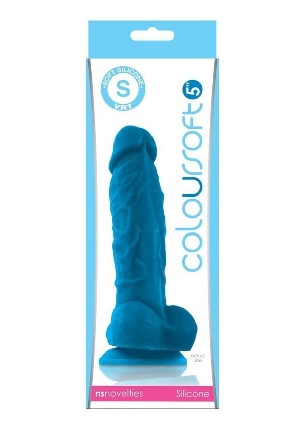 Coloursoft Silicone Realistic Dong Blue 5 Inch - Image 2