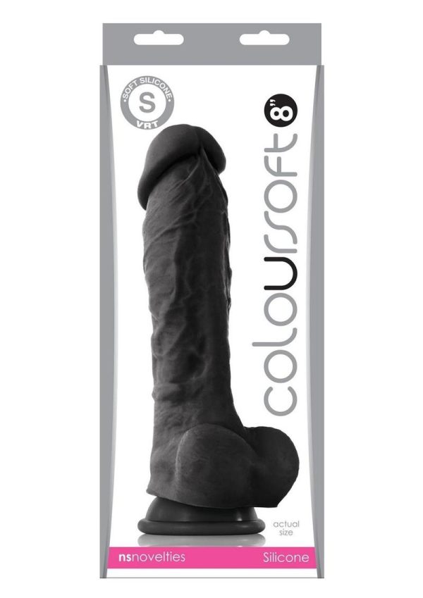 Coloursoft Silicone Realistic Dong Black 8 Inch - Image 2