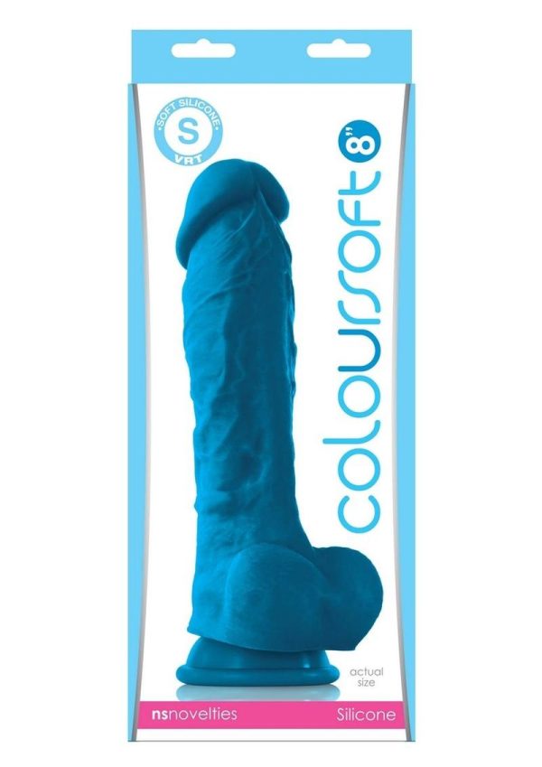 Coloursoft Silicone Realistic Dong Blue 8 Inch - Image 2