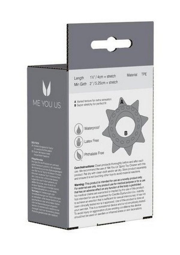 Link Tickler Ring Set Assorted Textured Cockrings Waterproof Smoke 6 Each Per Pack - Image 4