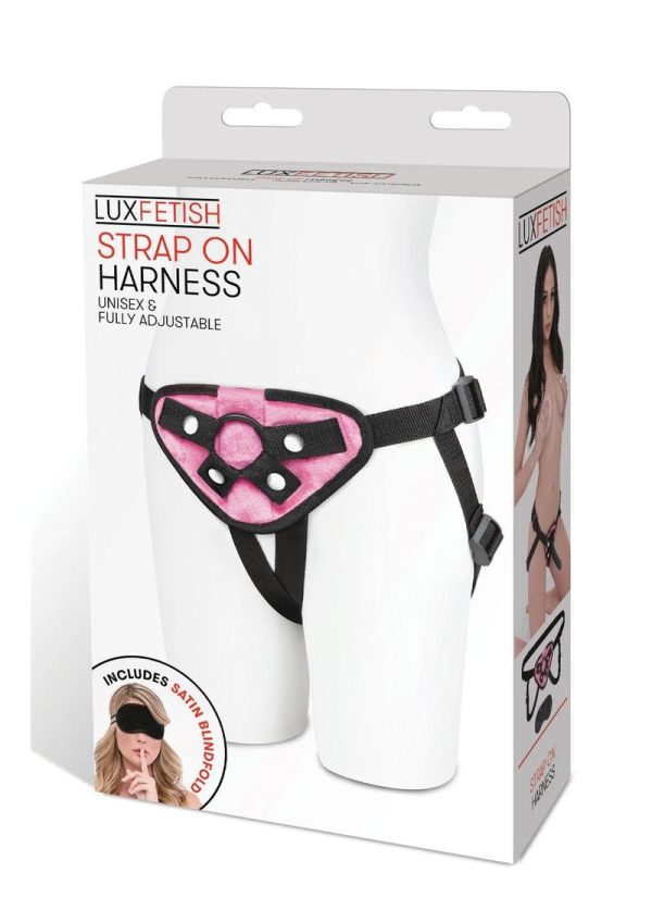 Lux Fetish Pink Velvet Strap-On Harness Adjustable - Image 2