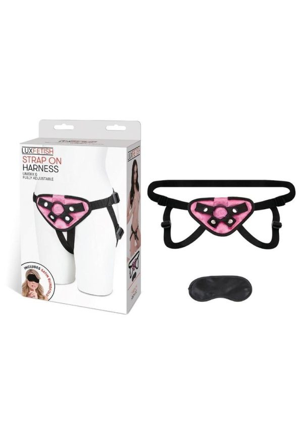 Lux Fetish Pink Velvet Strap-On Harness Adjustable - Image 3