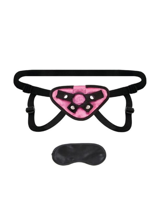 Lux Fetish Pink Velvet Strap-On Harness Adjustable - Image 4