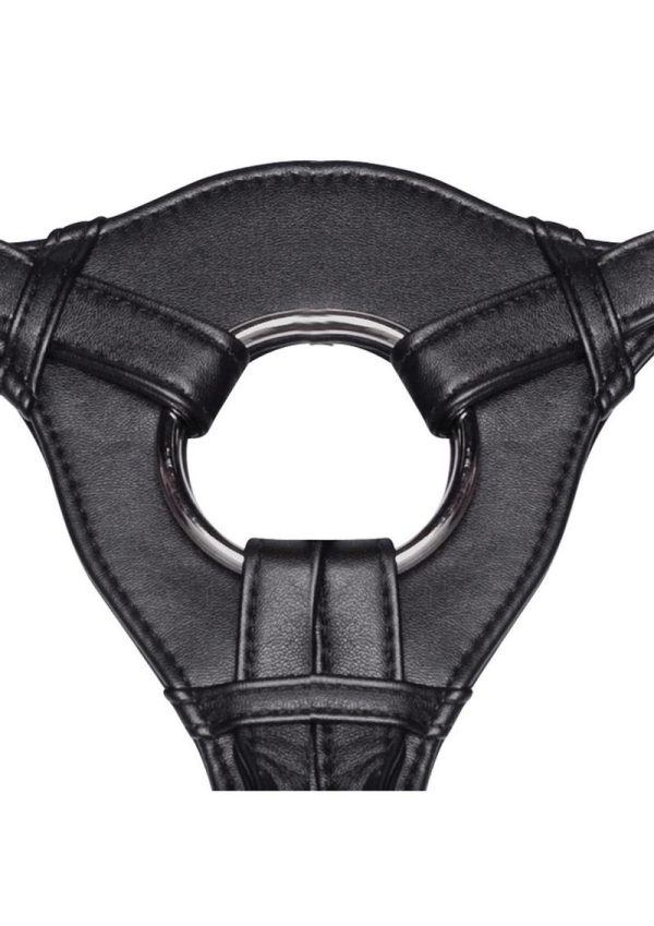 Lux Fetish Patent Leather Strap-On Harness Adjustable Black - Image 4