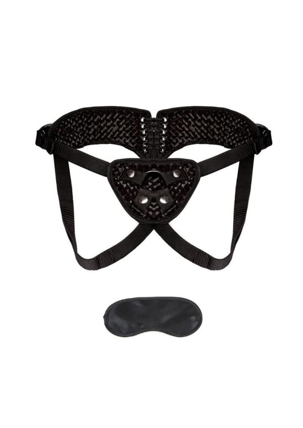 Lux Fetish Diamond Velvet Strap-On Corset Adjustable Black - Image 4