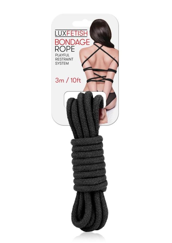 Lux Fetish Bondage Rope Black 10 Feet - Image 2