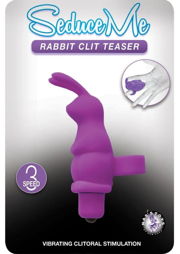 Seduce Me Rabbit Clit Pleasure Silicone Finger Massager Waterproof Purple 3.5 Inch - Image 2