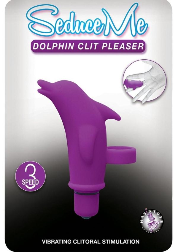 Seduce Me Dolphin Clit Pleasure Silicone Finger Massager Waterproof Purple 3.5 Inch - Image 2