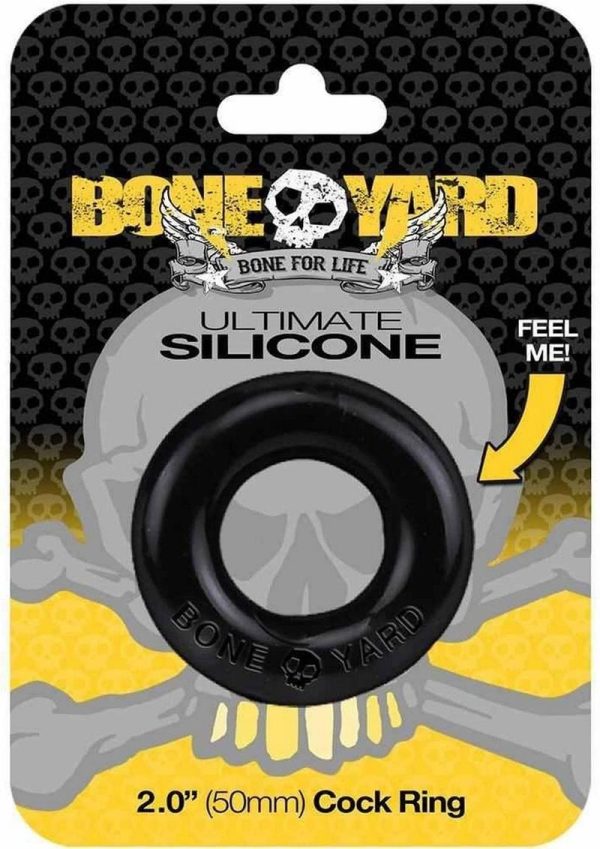Bone Yard Ultimate Silicone Cockring Black 2 Inch Diameter - Image 2