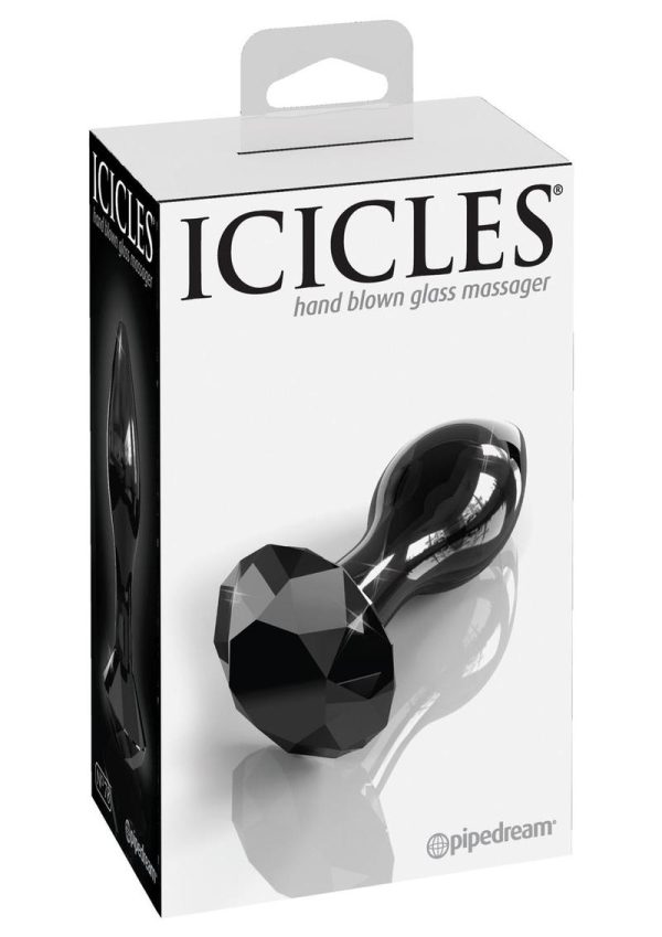 Icicles No 78 Glass Anal Plug Black 2.9 Inch - Image 2