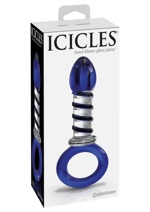 Icicles No 81 Textured Glass Juicer Probe Clear And Blue 3.9 Inch - Image 2
