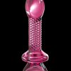 Icicles No. 82 Textured Glass Juicer Anal Probe with Heart Shaped Handle - Pink