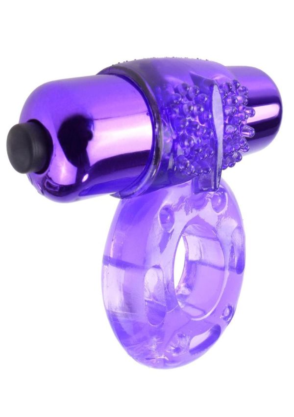 Fantasy C-Ringz Vibrating Super Ring Textured Cockring Waterproof Purple 2.32 Inch Diameter - Image 3