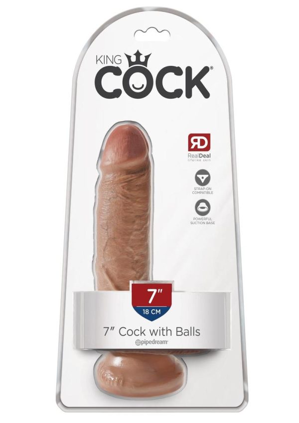 King Cock Realistic Dildo With Balls Tan 7 Inch - Image 2