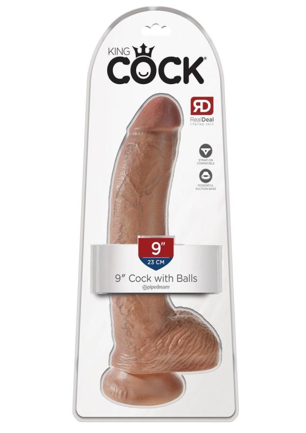 King Cock Realistic Dildo With Balls Tan 9 Inch - Image 2