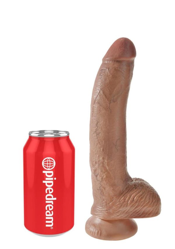 King Cock Realistic Dildo With Balls Tan 9 Inch - Image 3