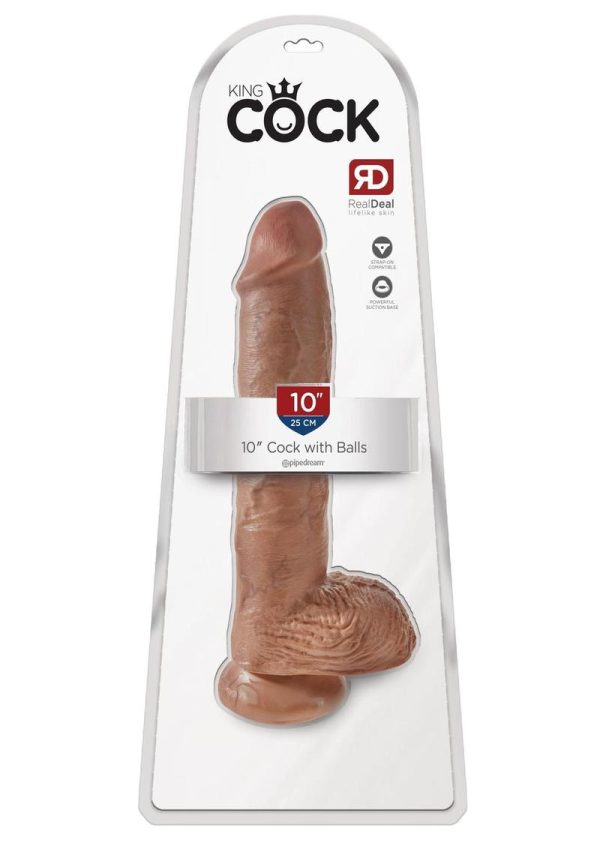 King Cock Realistic Dildo With Balls Tan 10 Inch - Image 2