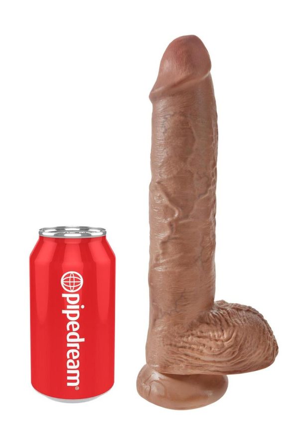 King Cock Realistic Dildo With Balls Tan 10 Inch - Image 3