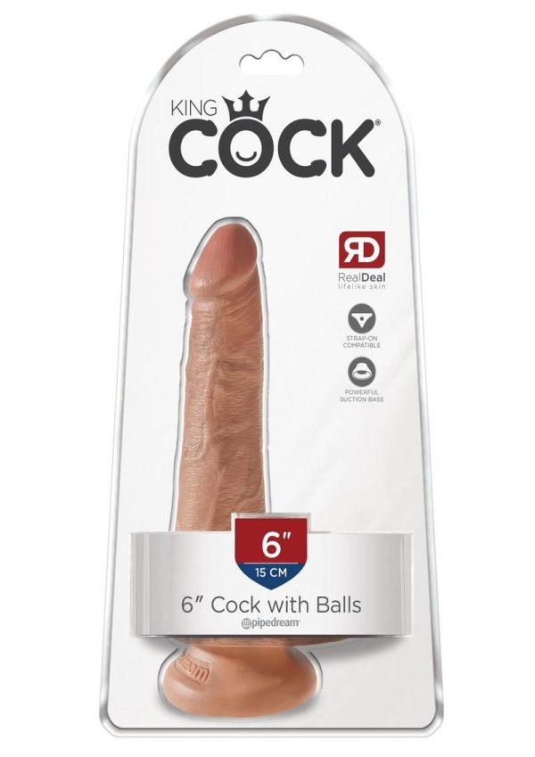 King Cock Realistic Dildo With Balls Tan 6 Inch - Image 2