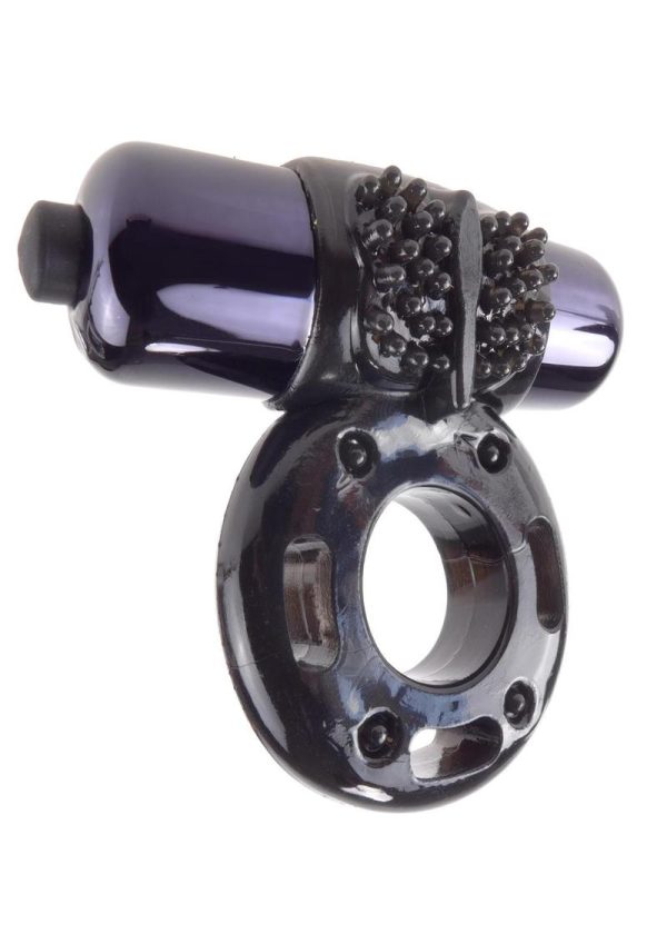 Fantasy C-Ringz Vibrating Super Ring Textured Cockring Waterproof Black 2.32 Inch Diameter - Image 3