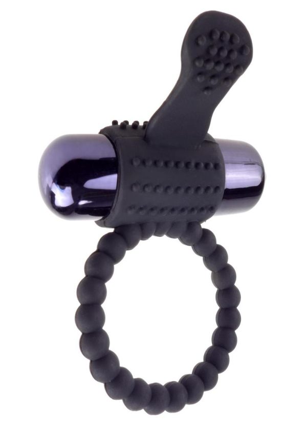 Fantasy C-Ringz Vibrating Silicone Super Cock Ring with Bullet - Black