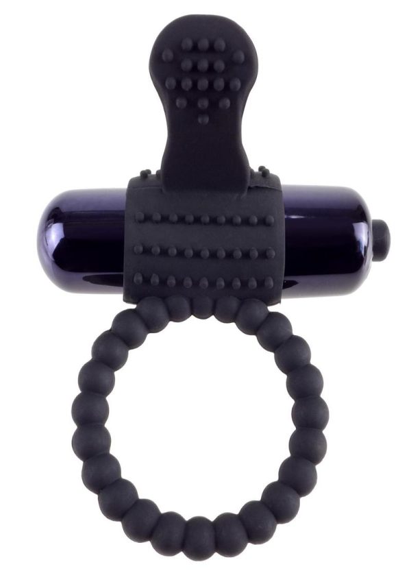 Fantasy C-Ringz Vibrating Silicone Super Ring Textured Cockring Waterproof Black 2.32 Inch Diameter - Image 3