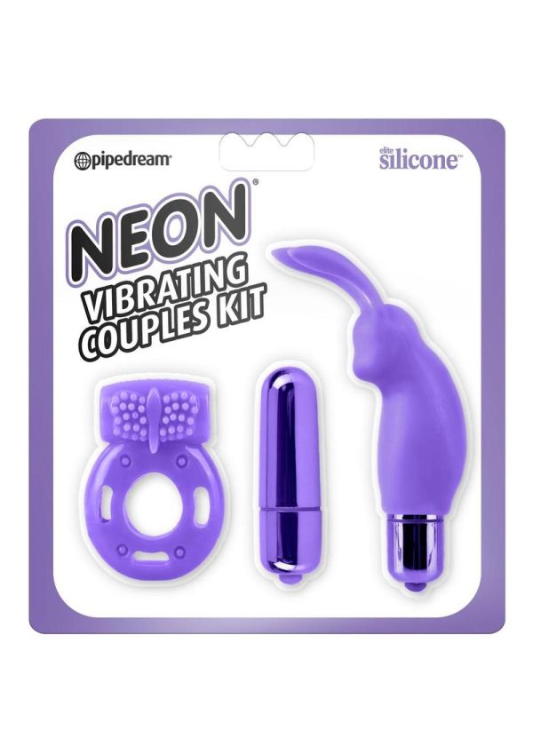 Neon Silicone Vibrating Couples Kit Purple - Image 2