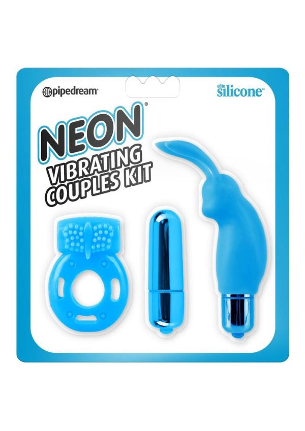 Neon Silicone Vibrating Couples Kit Blue - Image 2