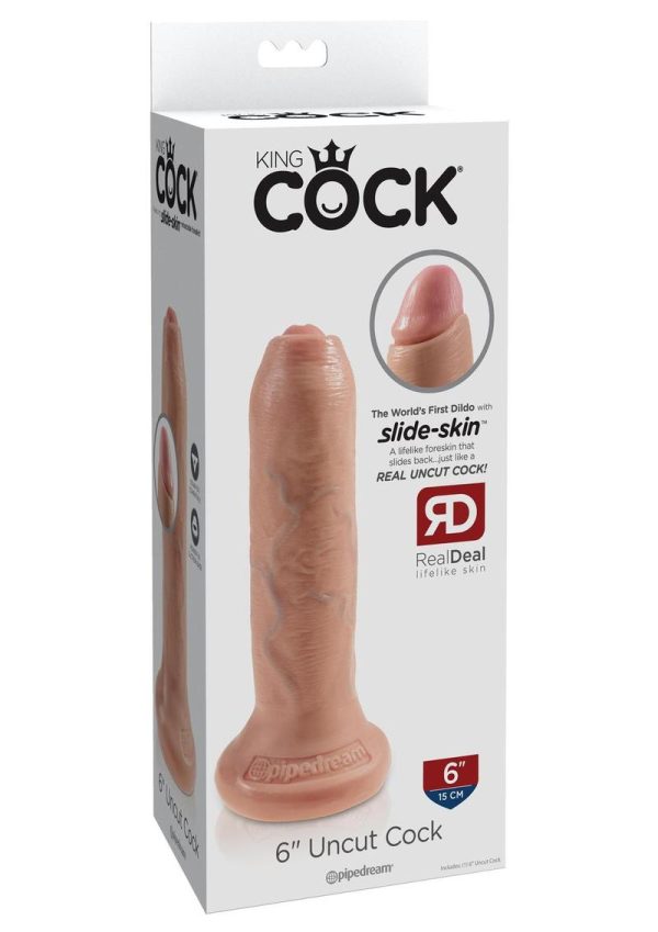 King Cock Uncut Cock Dildo 6 Inch Flesh - Image 2