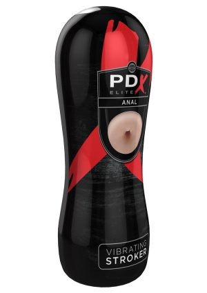 PDX Elite Vibrating Anal Masturbator with Bullet - Butt - Vanilla/Black