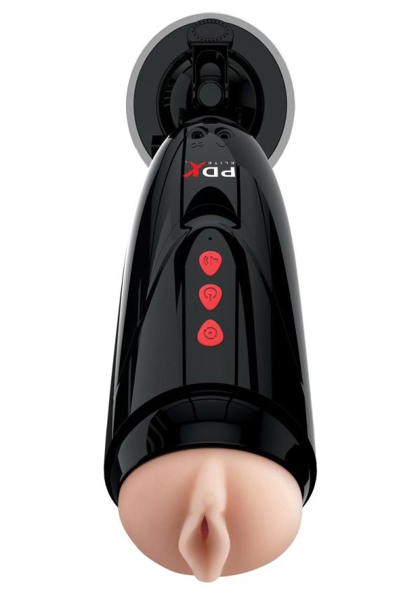 PDX Elite Dirty Talk Starter Stroker Interactive Vibrating Pussy Masturbator Flesh 7 Inch - Image 3