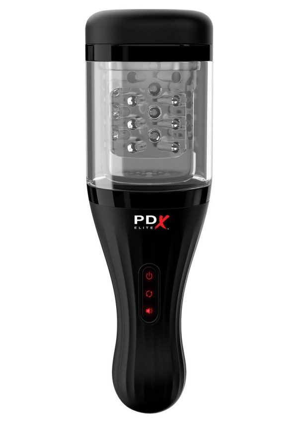 PDX Elite Rechargeable Talk Dirty Rotobator Masturbator - Pussy - Clear/Black