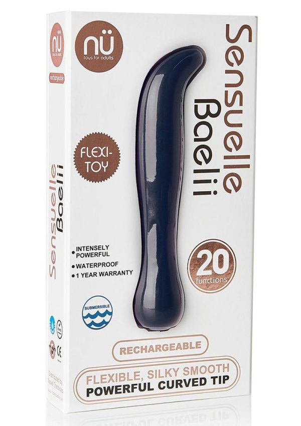 NU Sensuelle Baelii USB Rechargeable Flexible Silicone Vibrator Waterproof Navy - Image 2