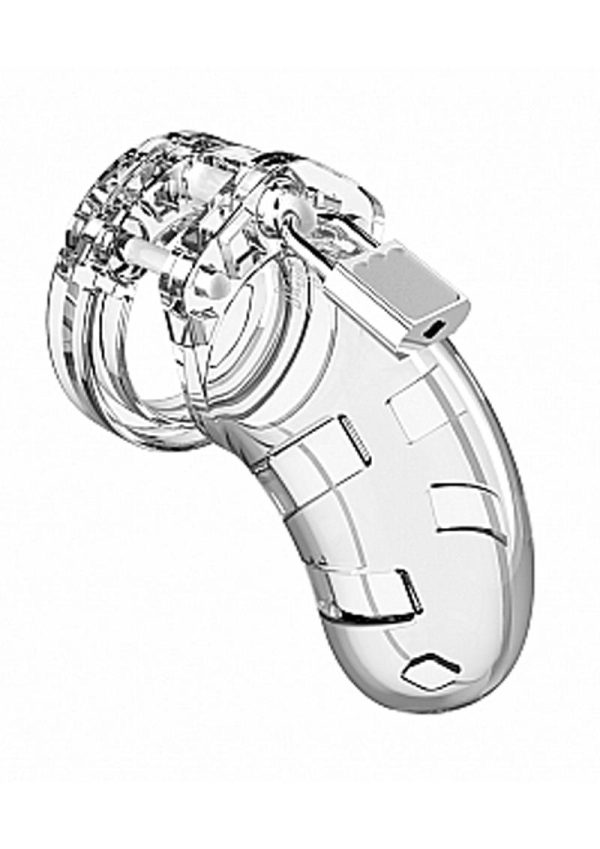 Man Cage Model 01 Male Chastity With Lock Clear 3.5 Inch - Image 2