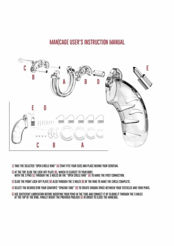 Man Cage Model 02 Male Chastity With Lock Clear 3.5 Inch - Image 4