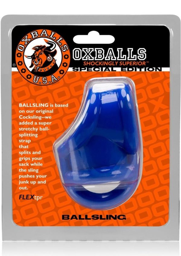 Ballsling With Ballsplitter Cockring Police Blue - Image 2