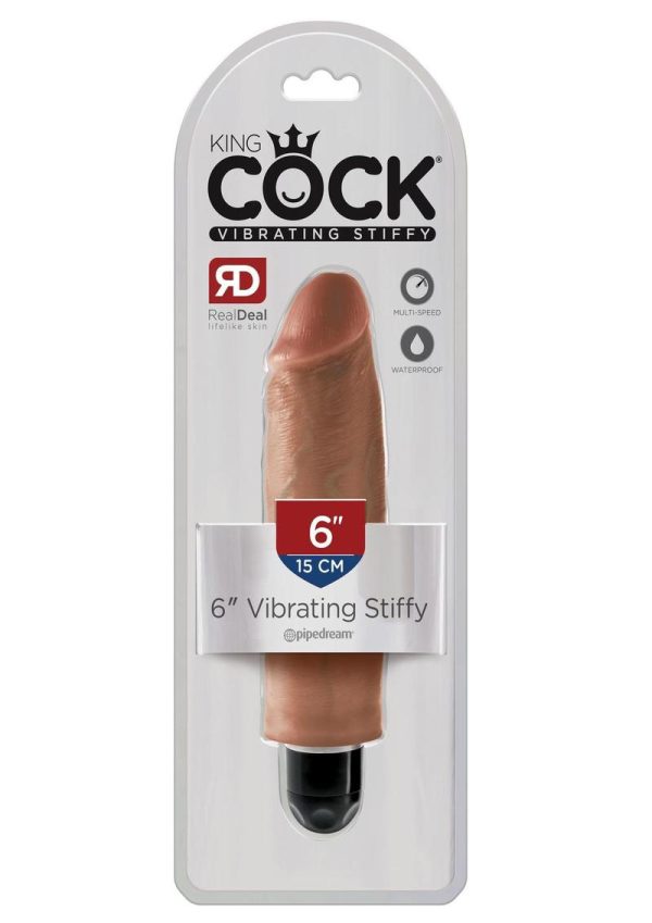 King Cock Vibrating Stiffy Waterproof Tan 6 Inches - Image 2