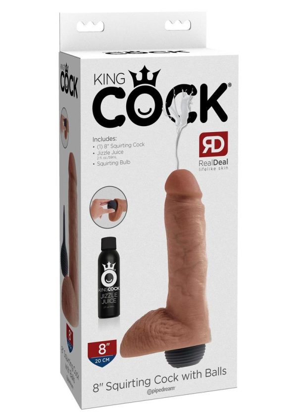 King Cock Squirting Cock With Balls Kits Flesh 8 Inches - Image 2