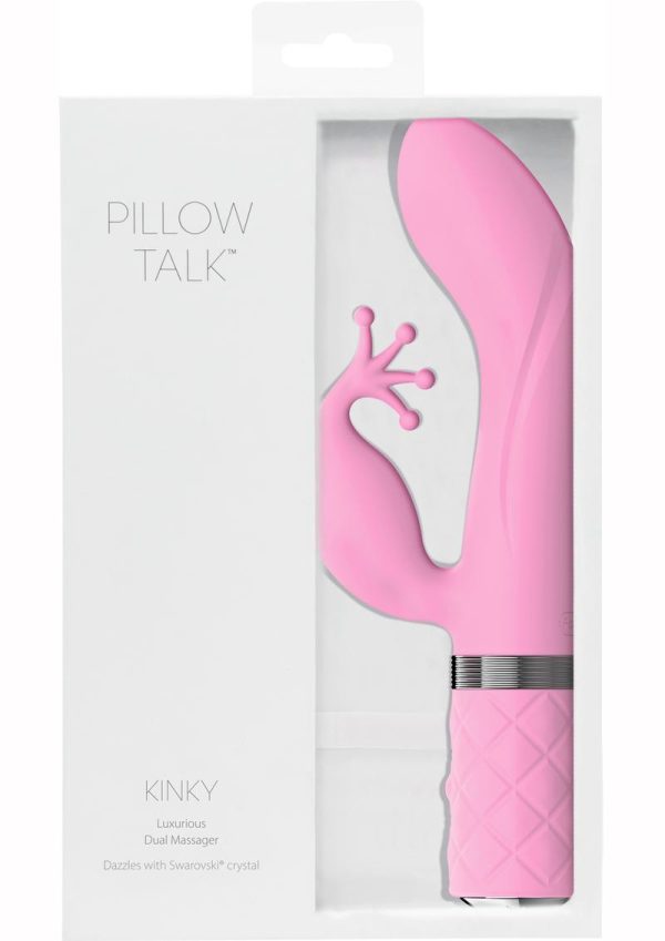 Pillow Talk Kinky Silicone Dual Massager USB Rechargeable With Swarovski Crystal Pink 8.6 Inch - Image 2